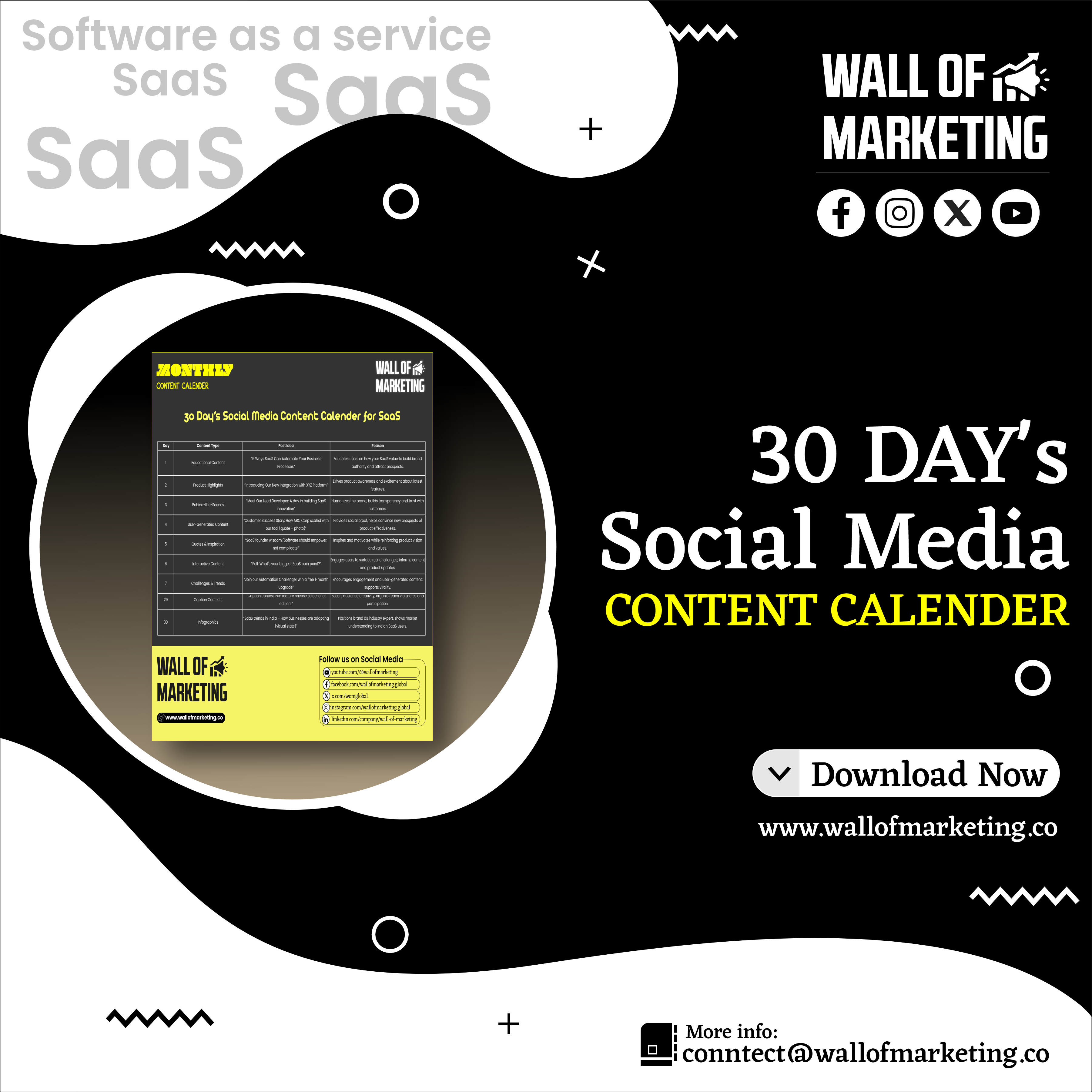 30 Day Social Media Content Calendar for SaaS